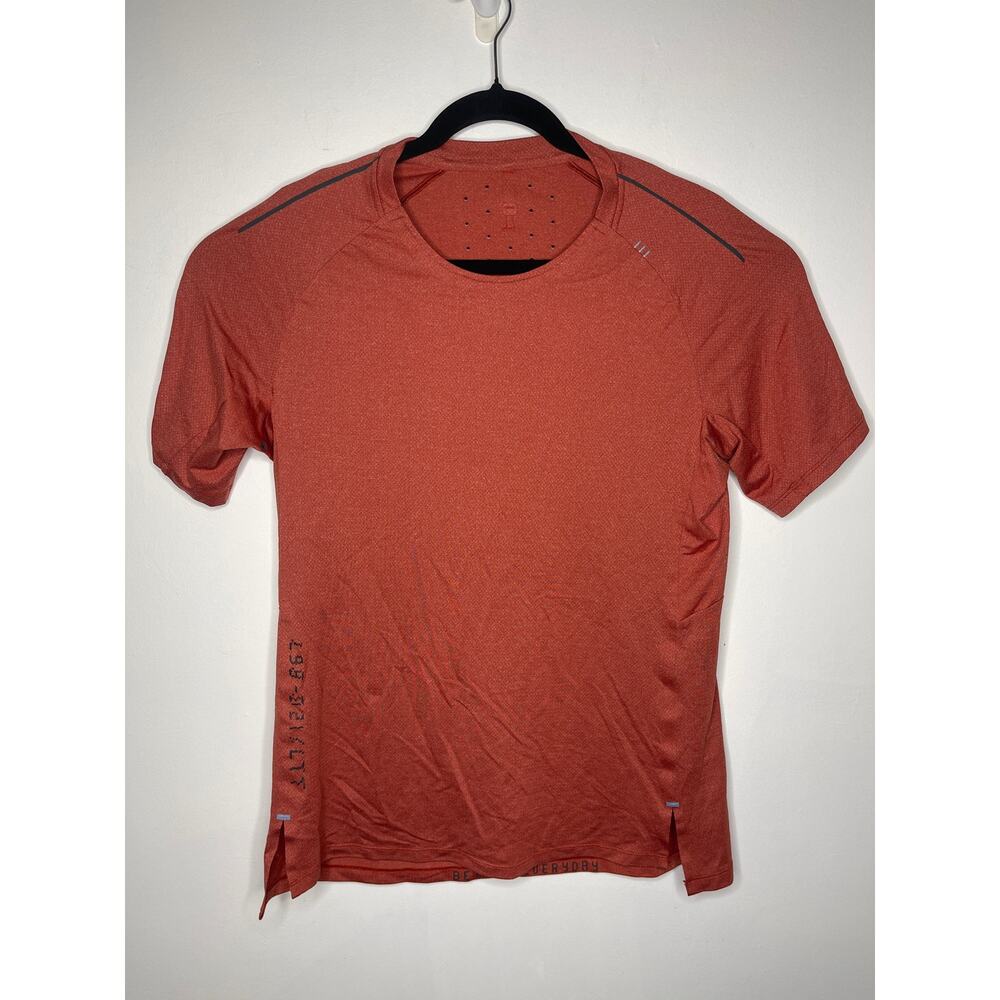 Lululemon Shirt Mens Medium Orange Performance Crew Vented Reflective EUC
